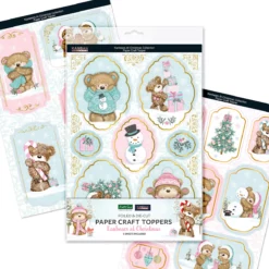 Kanbears at Christmas Foiled Paper Craft Toppers, 6 sheets