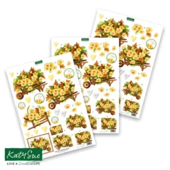 Die Cut Decoupage –  Primrose Wheelbarrow (pack of 3)