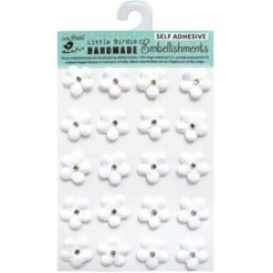Embossed Jeweled Daisies, hvit 20/Pk