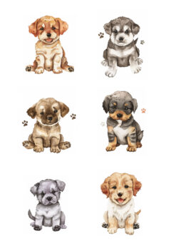 Reprint - Puppies klippeark A4 (KP0122)