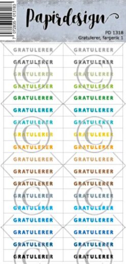 Gratulerer, fargerik 1 klistremerker