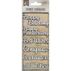 Good Wishes Always laser cut chipboards