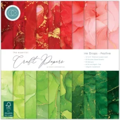 Essential Craft Papers 12x12 Inch Paper Pad Ink Drops Festive