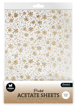 Snowflakes Gold Christmas Acetate Sheet A4