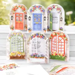 Arched Floral Windows & Doors Card Making Kit (12 kort)