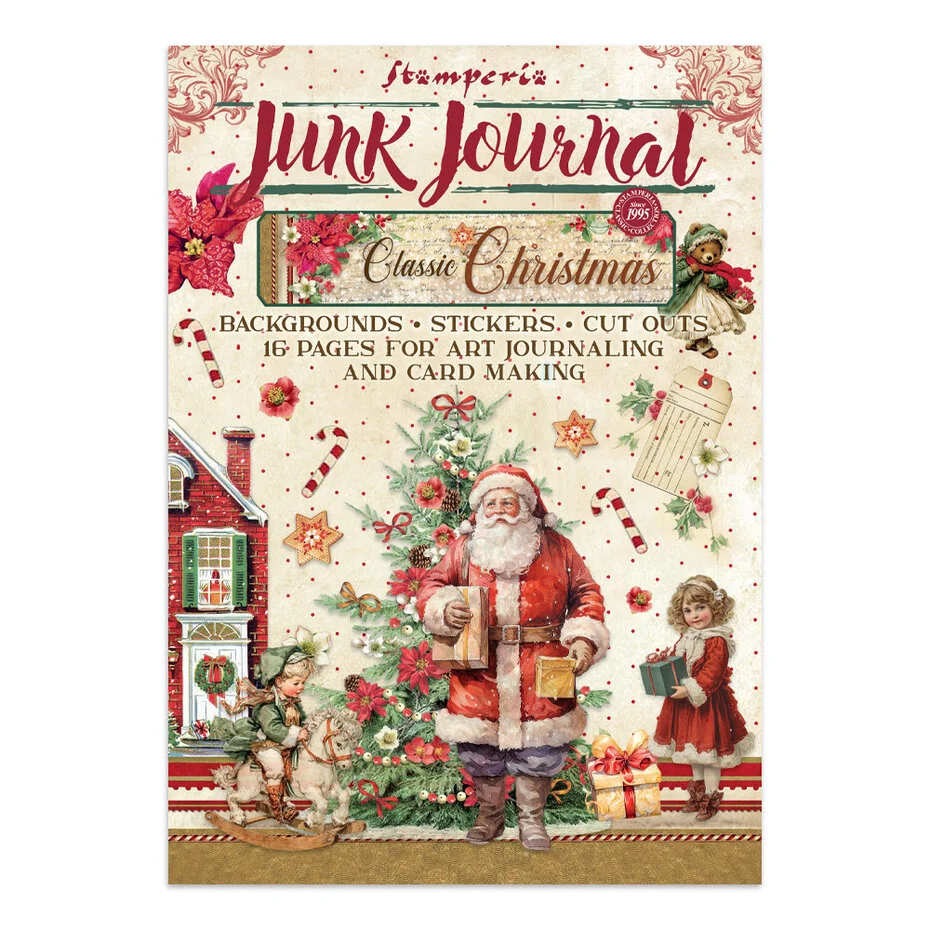 Classic Christmas Junk Journal Stickers, Backgrounds, Cut-Outs