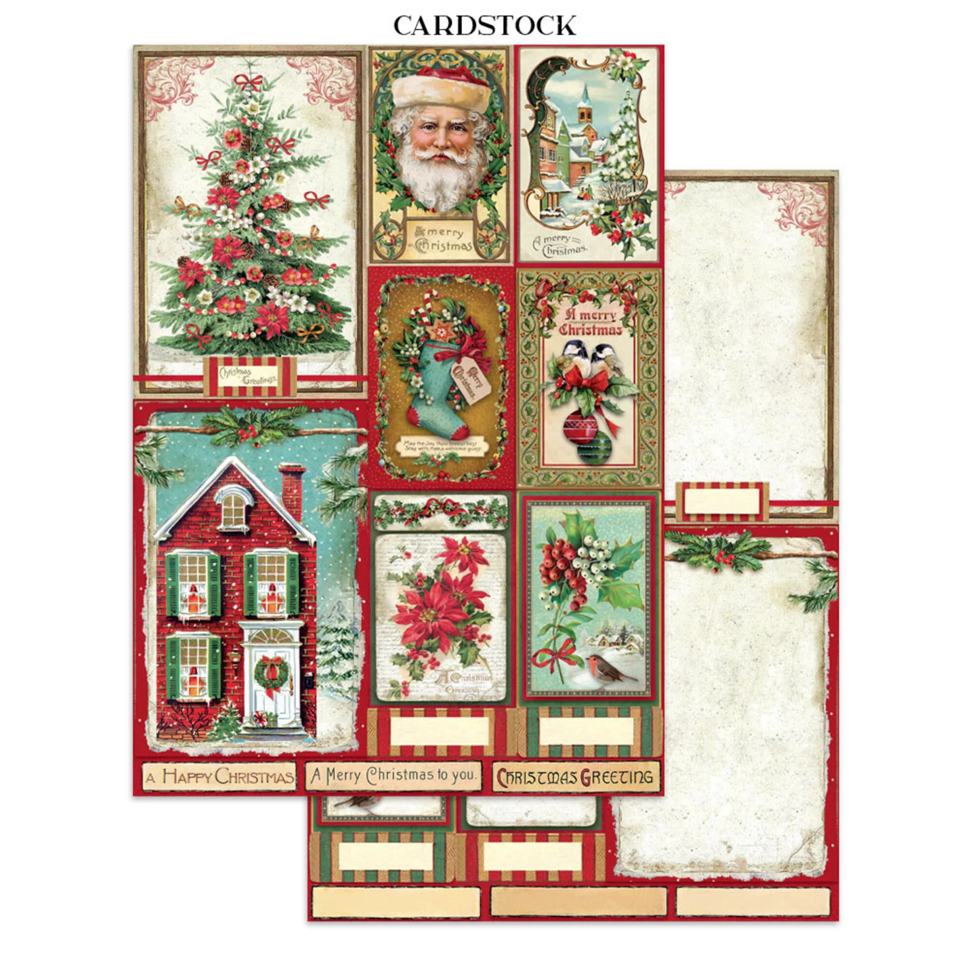 Classic Christmas Junk Journal Stickers, Backgrounds, Cut-Outs - Bilde 5