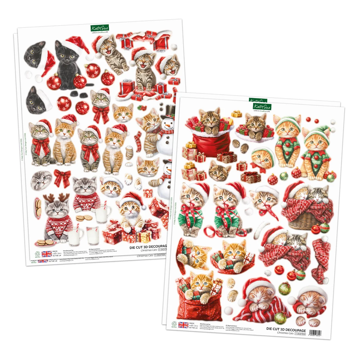 Christmas Cats Die Cut Topper & Decoupage Collection - Bilde 2
