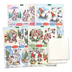 Cosy Christmas Gnomes, Card Making Kit - Bilde 3