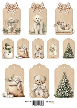 Reprint - Cozy Christmas klippeark Tags A4 (KP0196)