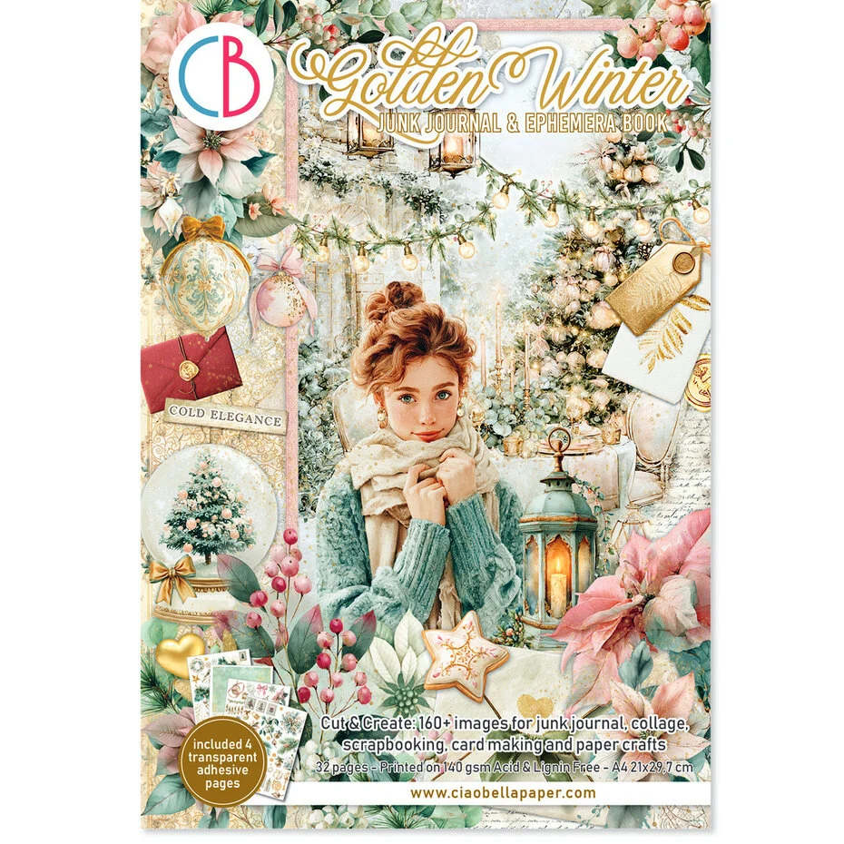 Golden Winter A4 Junk Journal Ephemera Book