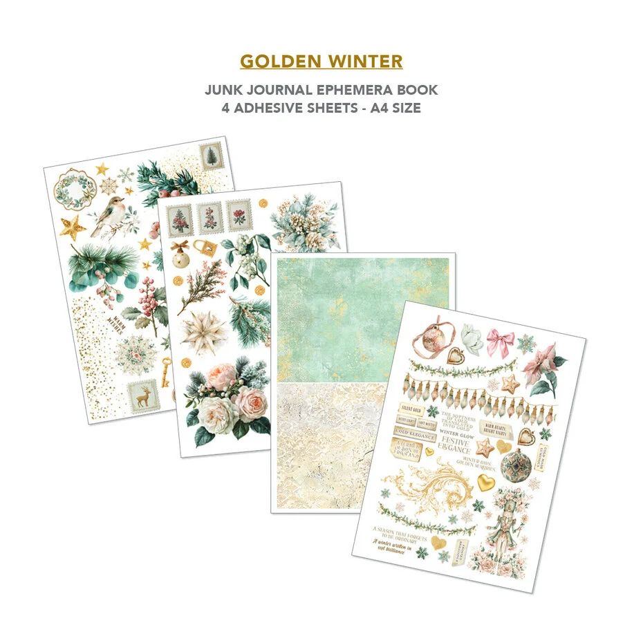 Golden Winter A4 Junk Journal Ephemera Book - Bilde 5