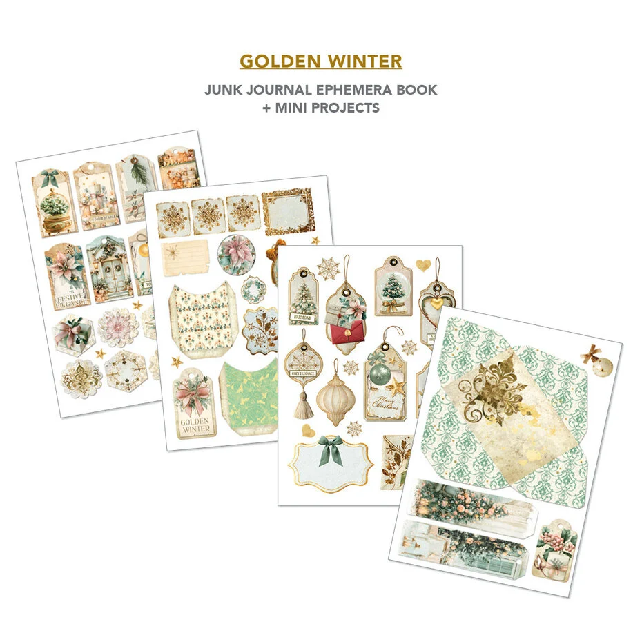 Golden Winter A4 Junk Journal Ephemera Book - Bilde 4