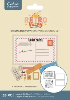 Retro Vacay Stamp, Die & Stencil Set Special Delivery