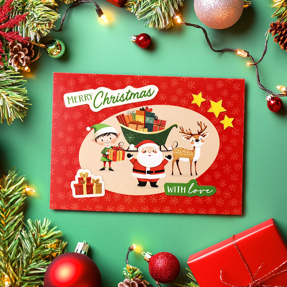 Santa & Friends Pop Up Christmas Card Making Kit - Bilde 11