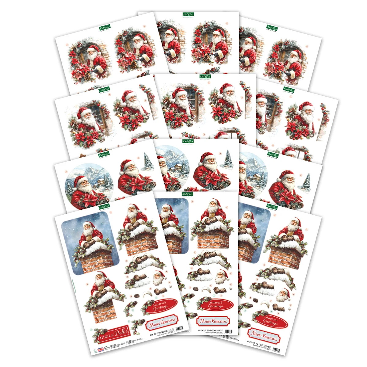 Die Cut Decoupage – Santa Scenes (pack of 12)