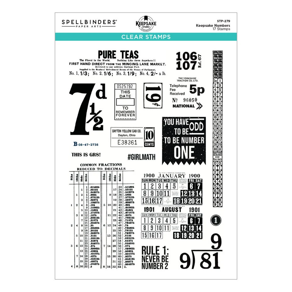 Keepsake Numbers Clear Stamp set by Esther Glas