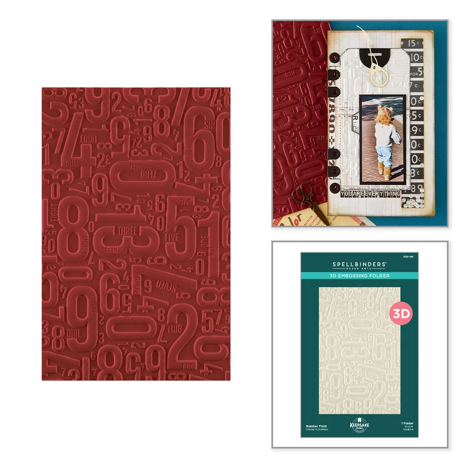 Number Field 3D Embossing Folder by Esther Glas - Bilde 4